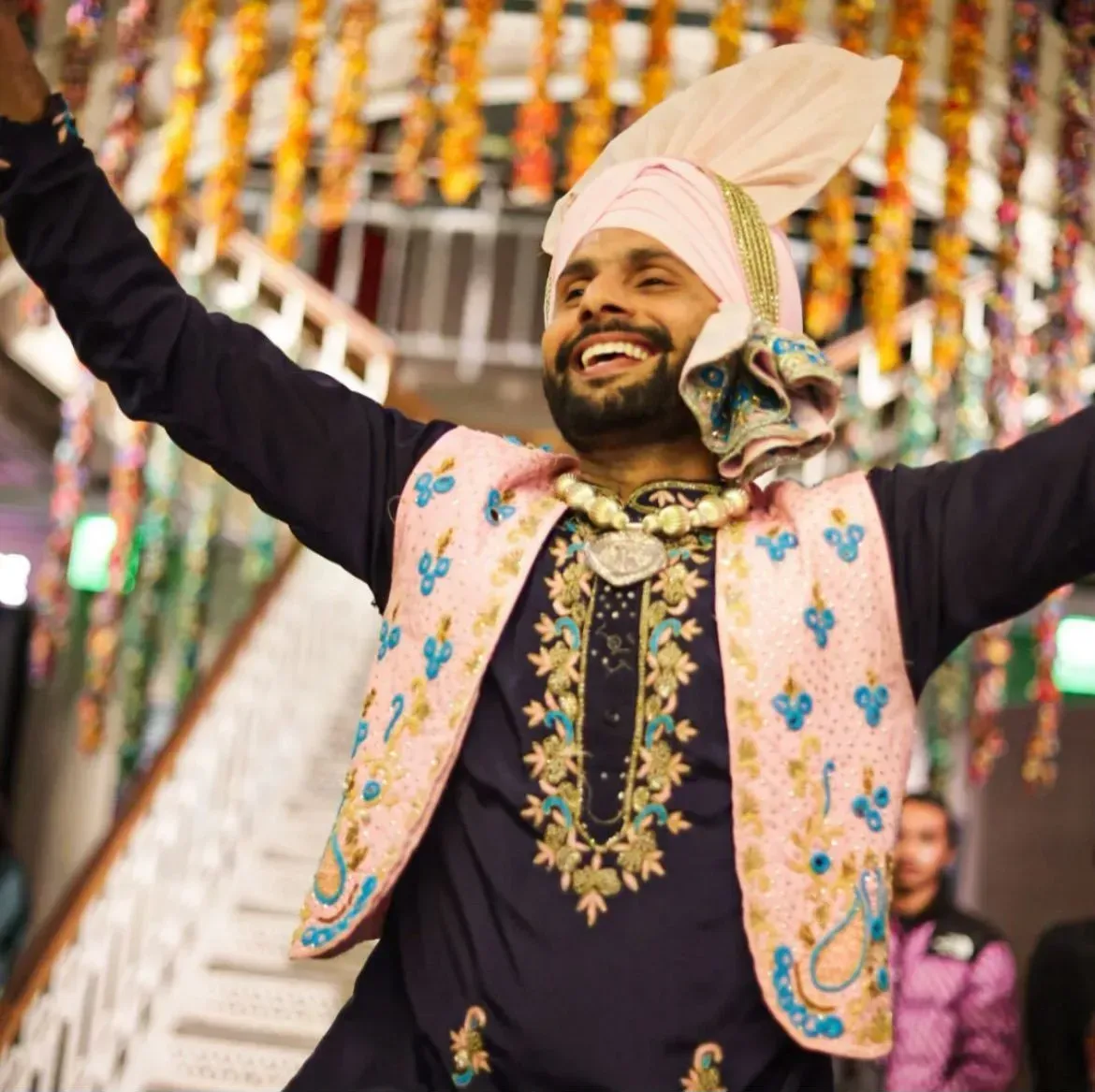 Bhangra dancers performing on stage