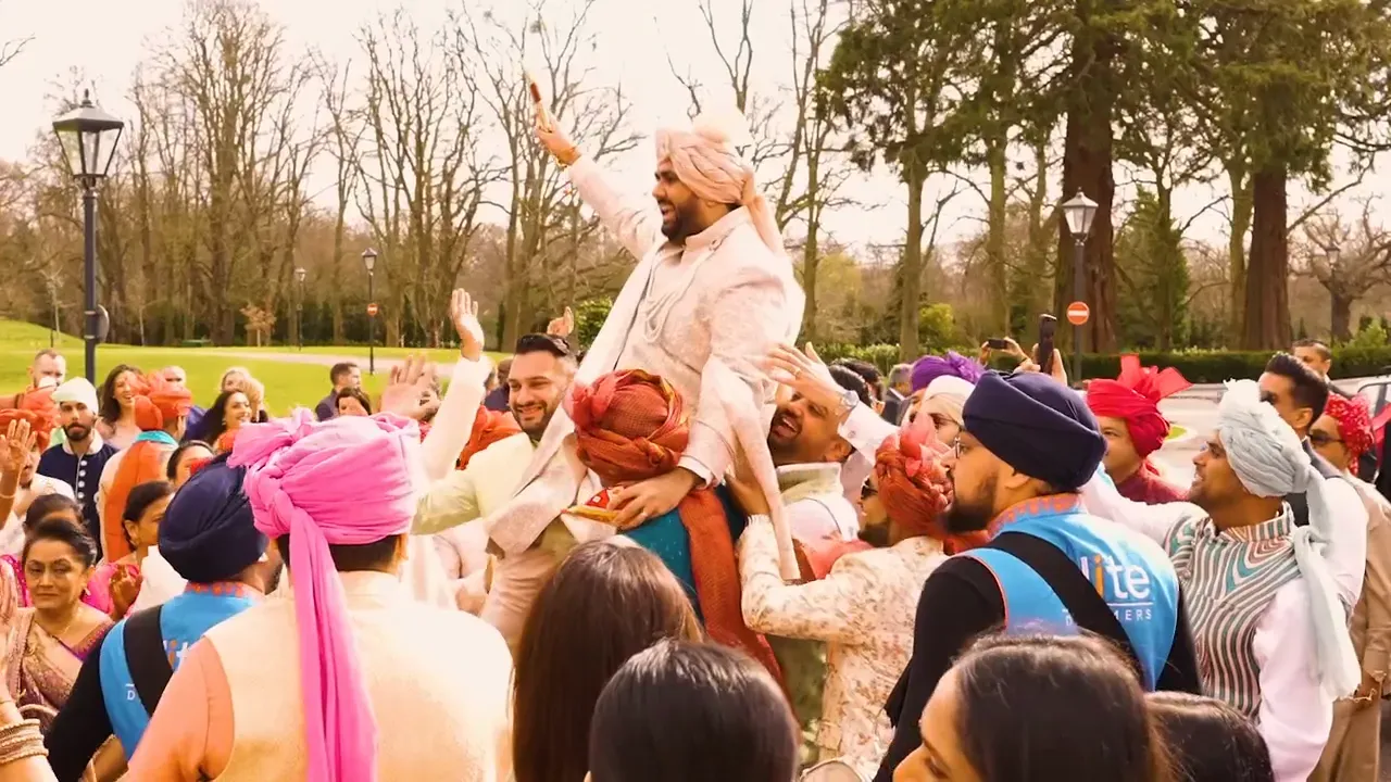 Band baja baraat at a luxury hotel, the UK
