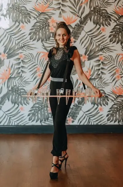 LED table black silver catsuit champagne: champagne walkers