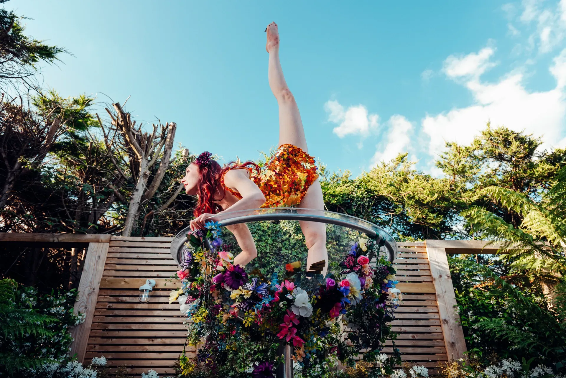 Floral giant martini glass: giant martini glass, enchanted garden theme