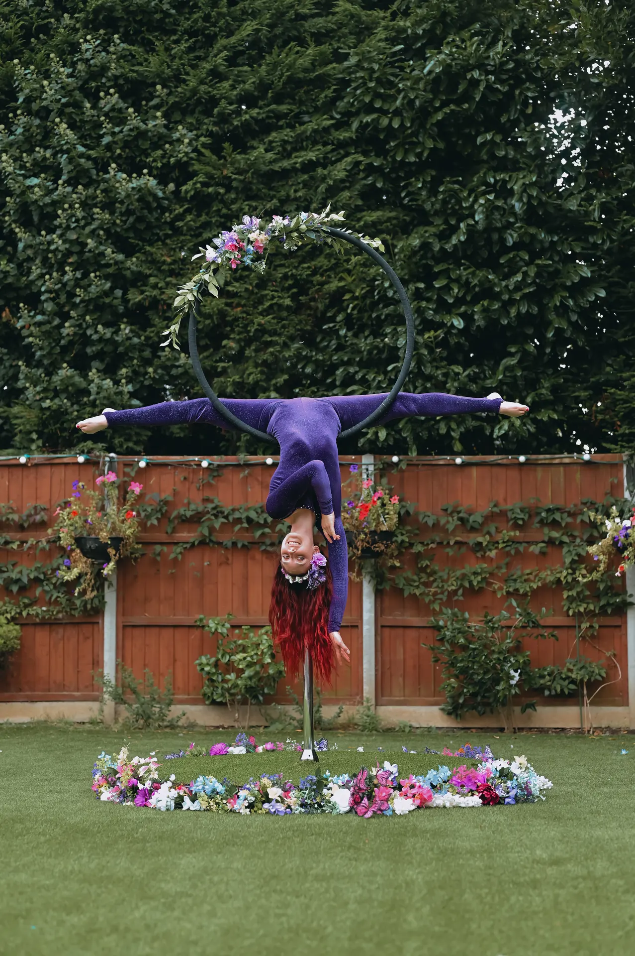 Garden of Eden floral aerial hoop lollipop: aerial performers, enchanted garden theme