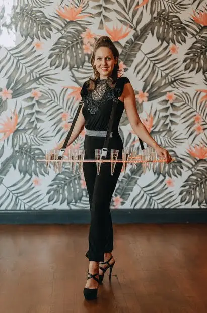 LED table black silver catsuit champagne: champagne walkers