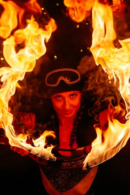 Fire S staffs: fire performers