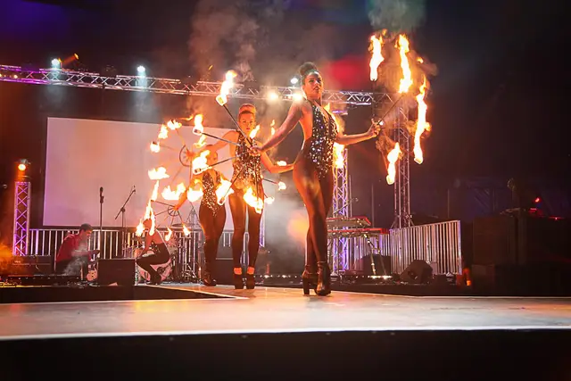 Fire catwalk show: fire performers