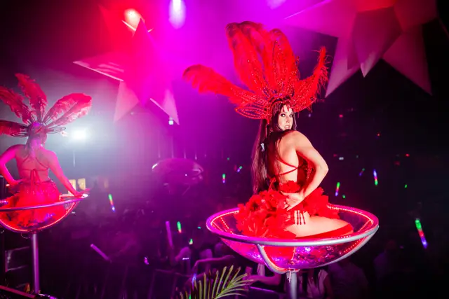 Double martini red Vegas showgirl: giant martini glass