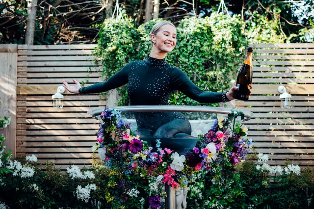Floral giant martini glass: giant martini glass, enchanted garden theme