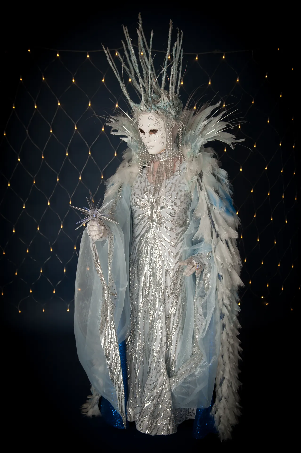 Ice venetian statue: living statues, winter wonderland theme