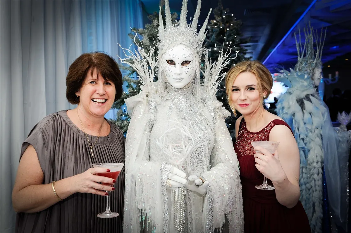 Ice venetian statue: living statues, winter wonderland theme